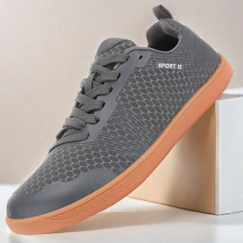 Men's Barefoot Sports Shoes - Grey Textured, Lightweight, Urban Style - Suitable for Daily Wear & Fitness Activities