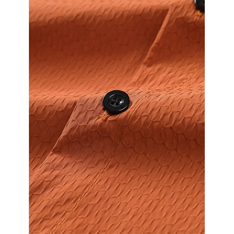 Men's Shirt Summer Shirt Casual Shirt Button Up Shirt Orange Green Beige Short Sleeve Plain Lapel Vacation Daily Clothing Apparel Fashion Casual Comfortable4