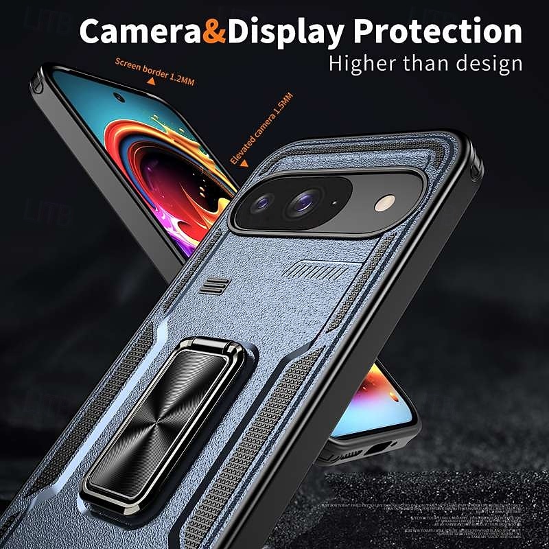 Phone Case For Google Pixel 9 Pro Pixel 9 Pro XL Pixel 9 Back Cover Ring Holder Magnetic Shockproof Retro TPU PC3