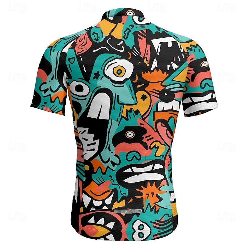 Men's Cycling Jersey Cartoon Short Sleeve Bike Tee Tshirt Jersey with 3 Rear Pockets Mountain Bike MTB Quick Dry Anatomic Design Wicking Breathable Sports Pink Blue Green Clothing Apparel3