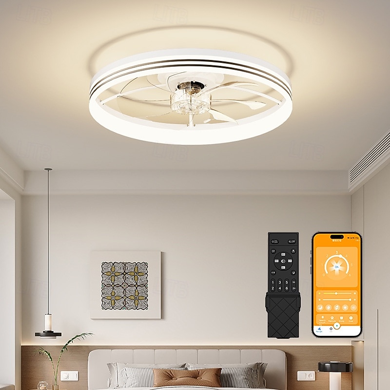 50 cm Dimmable Ceiling Fan Metal Acrylic LED Modern 220-240V