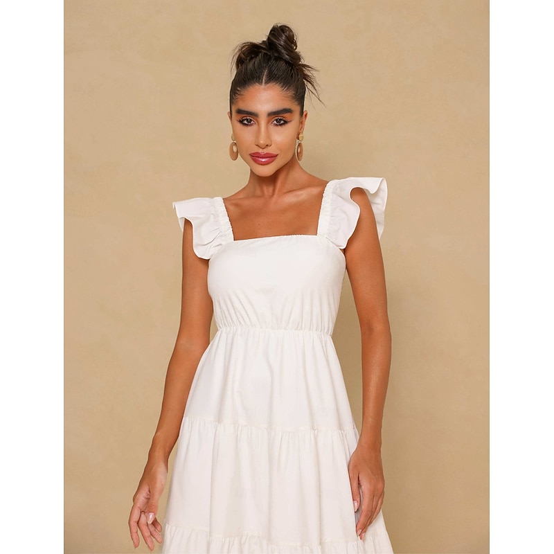 Retro Vintage Medieval Renaissance Midi Dress Flare Dress Flutter Sleeve Regency Inspired Fancy Dress Women's Carnival Valentine's Day Wedding Vacation Casual Daily Adults' Dress Spring & Summer4