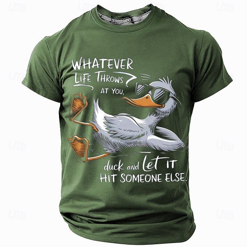 Mens Graphic T-Shirt: Funny Duck Pun - Whatever Life Throws At You, Duck And Let It Hit Someone Else3