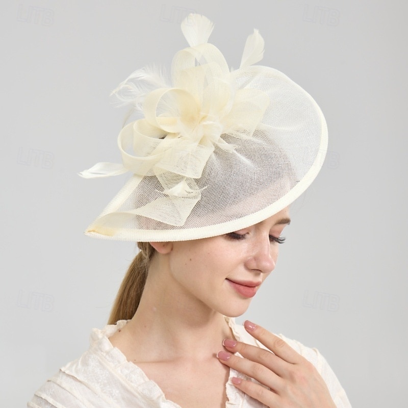 Headpiece Faux Linen Wedding Evening Party Elegant Wedding With Pure Color Headpiece Headwear2