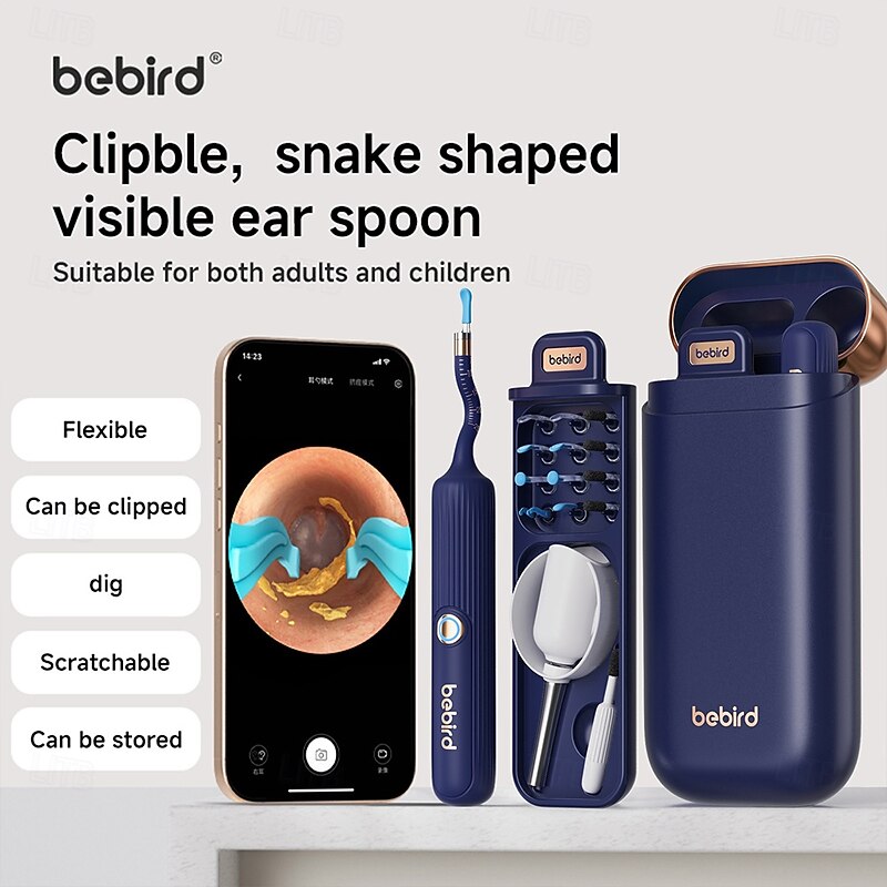 BEBIRD Earsight Plus Ear Wax Removal Tool Camera & Light Visual Earwax Cleaner with Cleaning Kit As Spade/Spoon/Pick/Tweezer Clean Ears for Family Ear-Scope Otoscope Wireless WiFi Connect