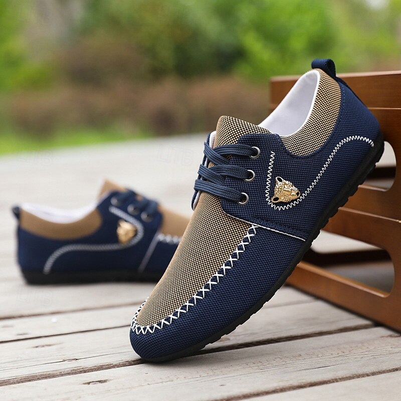 Men's Navy Blue Nylon Casual Shoes with Textured Fabric and Lace Detailing - Ideal for Everyday Comfort4