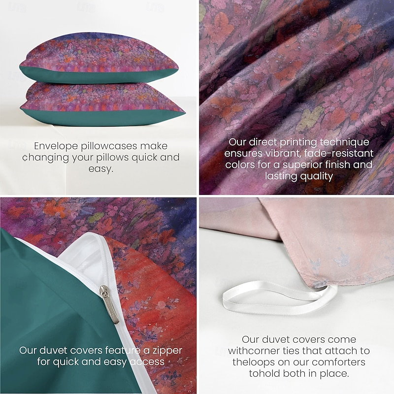 Ethnic Duvet Cover Set 100% Cotton Soft and Breathable Bedding Featuring Flowers Lightweight and Durable Quilt Cover Comfortable for All Seasons Easy to Care3