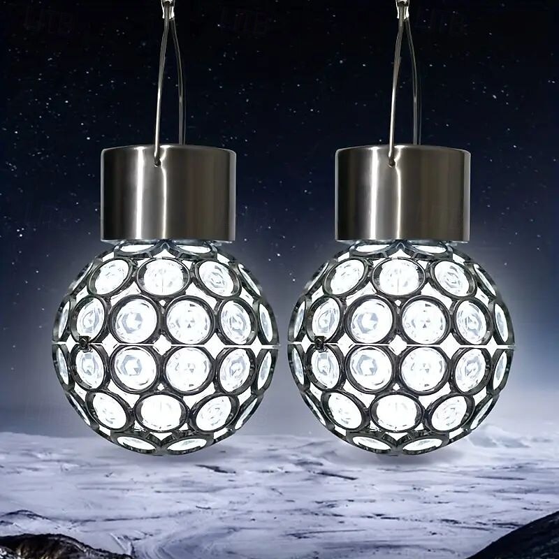 2 Pcs LED Solar Outdoor Lights Hanging Chandeliers Outdoor Waterproof Lantern with Color Changing Light for Outdoor Garden Balcony Yard Holiday Decoration4