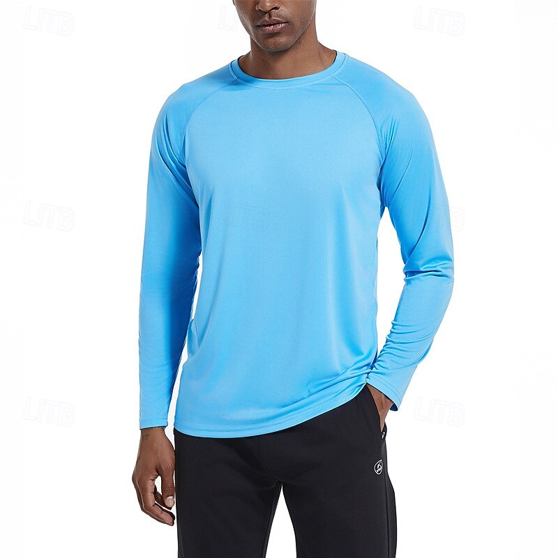 Men's T Shirt Tee Tee Top Long Sleeve Shirt Long Sleeve Crew Neck Summer Spring Plain Fashion Designer Basic Classic Vacation Street Going out Black White Sky Blue Top Tee for Men