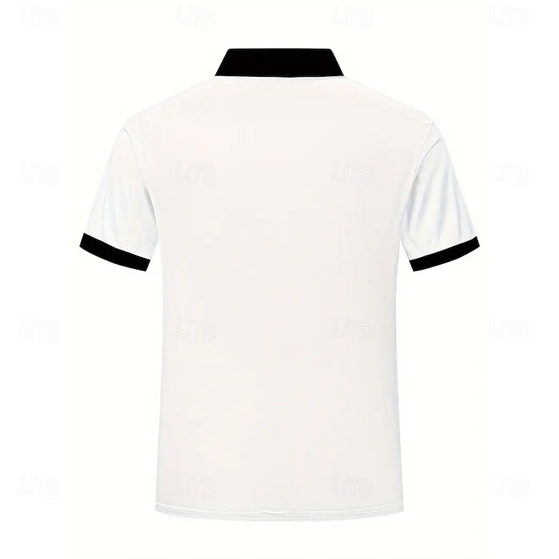 Men's Horizontal Stripes Rugby Polo Short Sleeve Polo Shirts Collared Shirts Business Casual School Outdoor Athleisure Daily Wear 3D Print Summer Spring Fall White Yellow Pink4