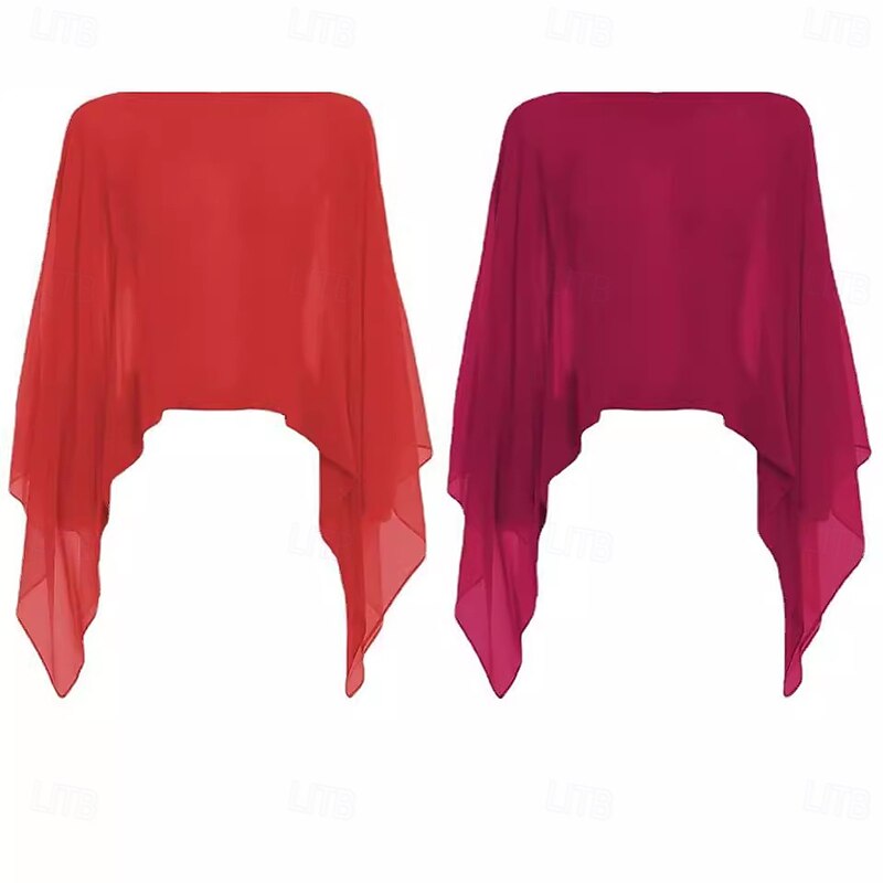 Shawls Women's Wrap Bolero Shrug Coats / Jackets Elegant Sun Protection Long Sleeve Chiffon Wedding Wraps With Pure Color For Formal Spring & Fall dress to impress 20252