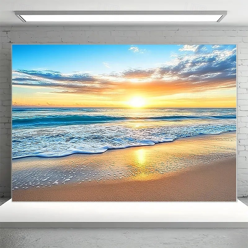 Landscape Beach Sunset Hanging Tapestry Wall Art Large Tapestry Mural Decor Photograph Backdrop Blanket Curtain Home Bedroom Living Room Decoration4
