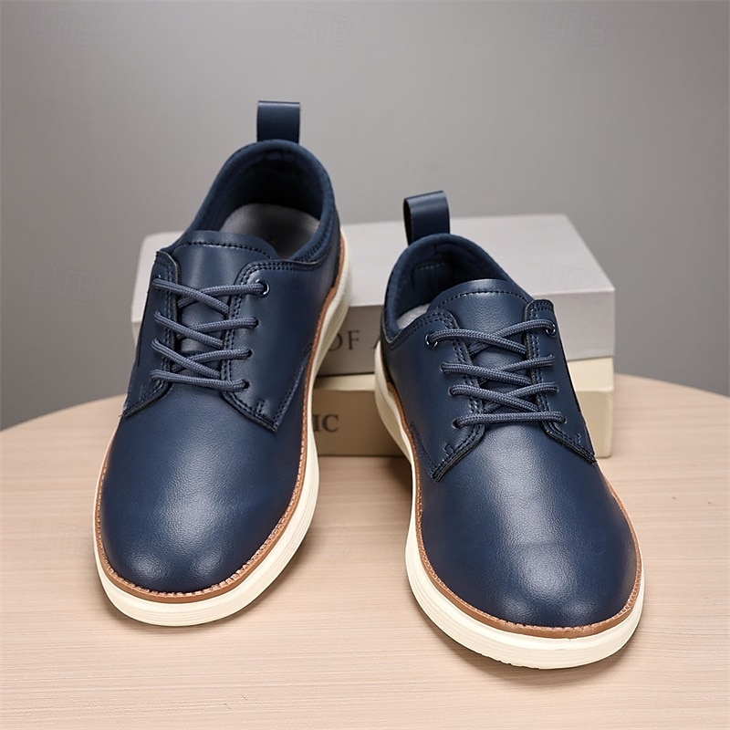 Men's Navy Blue Leather Oxford Shoes – Classic Lace-Up Dress Shoes for Business & Formal Events4