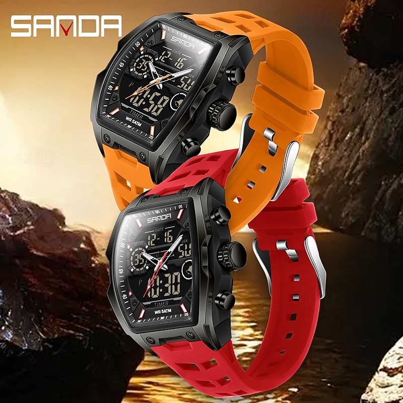 SANDA Top Brand 6235 Luxury Male Student Electronic Watch Sports Multi functional Waterproof LED Student Electronic Watch3