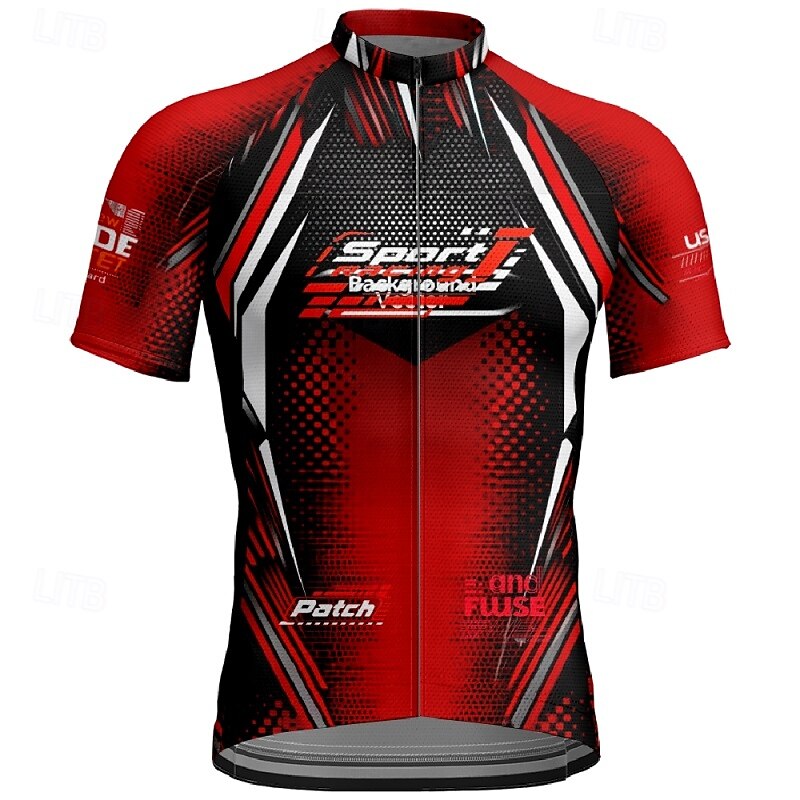 Men's Cycling Jersey Geometric Letter & Number Short Sleeve Bike Tee Tshirt Jersey with 3 Rear Pockets Mountain Bike MTB Quick Dry Anatomic Design Wicking Breathable Sports Yellow Red Blue Clothing