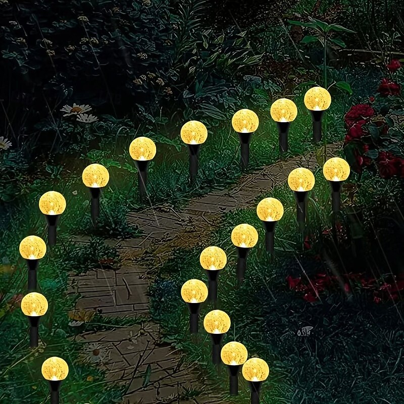 1 Pc 30 LED Solar Pathway Lights Patio Lights 8 Modes Lighting Waterproof Outdoor Fairy String Lights for Sidewalk Backyard Lawn Holiday Decoration