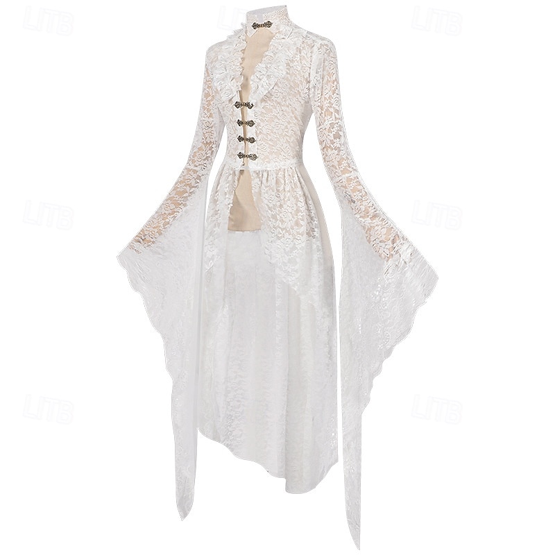 Retro Vintage Medieval Renaissance Dress Lace Color Block Fancy Dress Women's Celtic Fantasy Royal Halloween Carnival Masquerade LARP Adults' Dress3