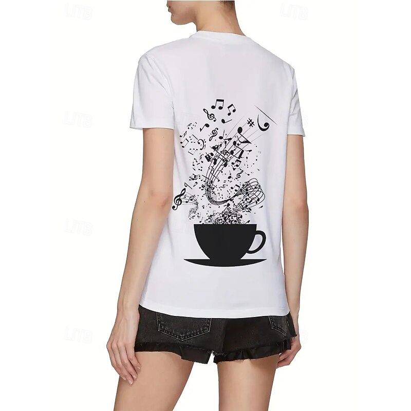 Women's T Shirt Summer Tops Graphic Music Classic Casual Short Sleeve Crew Neck Crop Tops Daily Weekend Print Rainbow Summer Spring Fall2