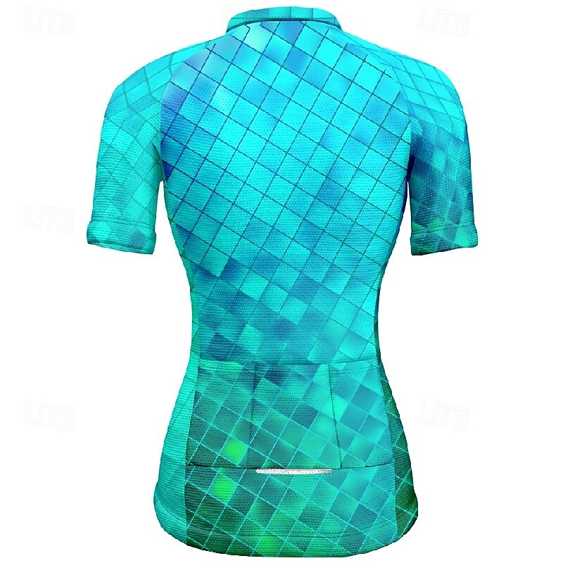 Women's Cycling Jersey Argyle Short Sleeve Bike Tee Tshirt Jersey with 3 Rear Pockets Mountain Bike MTB Quick Dry Anatomic Design Wicking Breathable Sports Black Blue Clothing Apparel4
