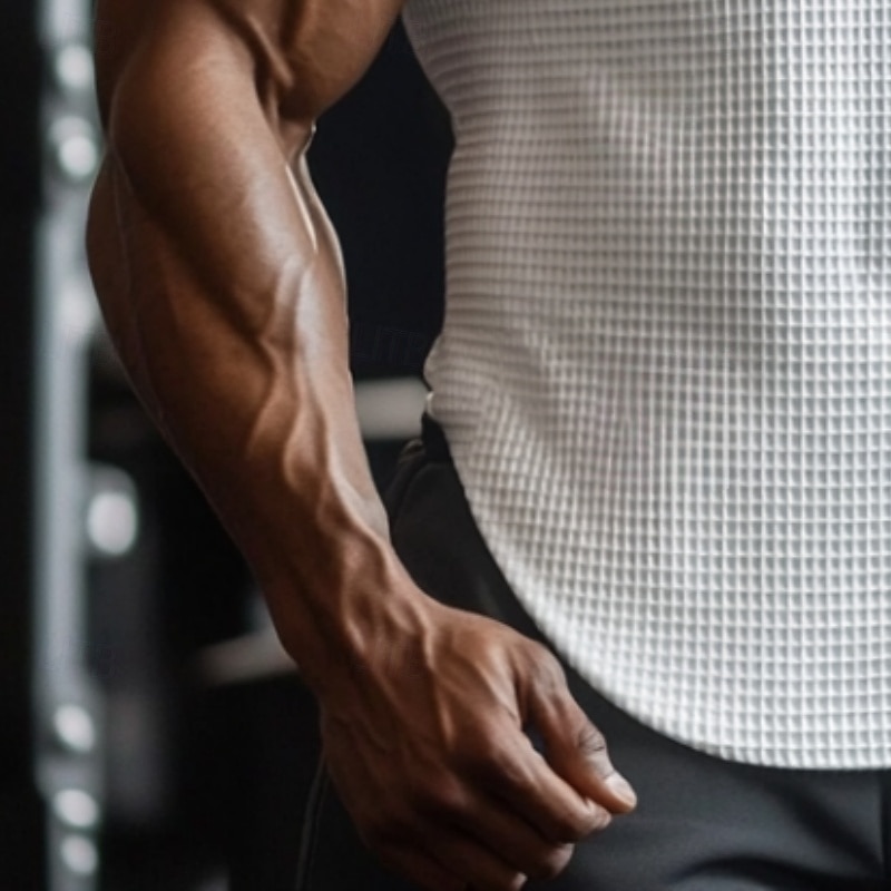 Men's Waffle Tank Top Henley Shirt Vest Top Undershirt Sleeveless Henley Summer Plain Fashion Designer Muscle Buttons Outdoor Going out Gym Black White Light Blue Top Tee for Men4