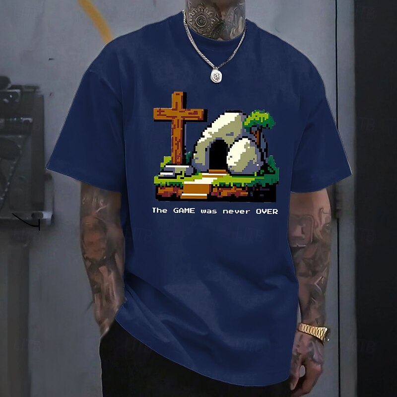 Easter Men's Jesus T Shirt Half Sleeve T shirt 3D Print Crew Neck Shirt Designer Casual Party Holiday Black White Blue Summer Spring Clothing Apparel S M L XL XXL XXXL3