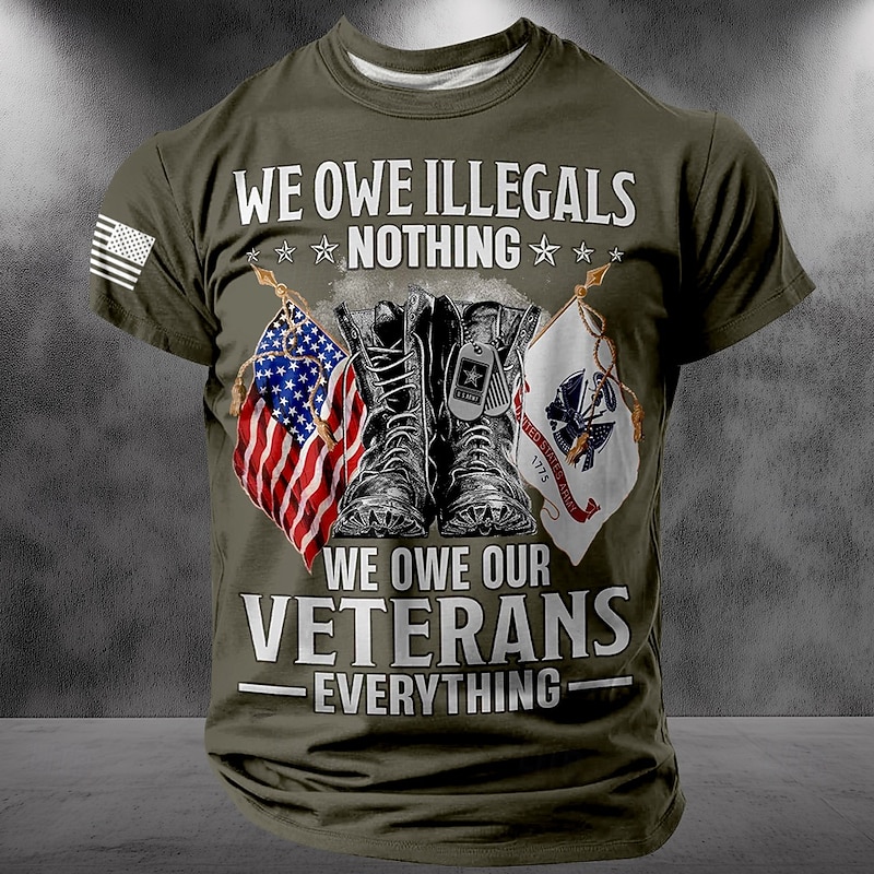 Patriotic T Shirts For Men Skull American US Flag T Shirt Short Sleeve T shirt 3D Print Crew Neck Shirt Fashion Daily Basic Street Casual Daily Black Summer Spring All Seasons Clothing Apparel S2