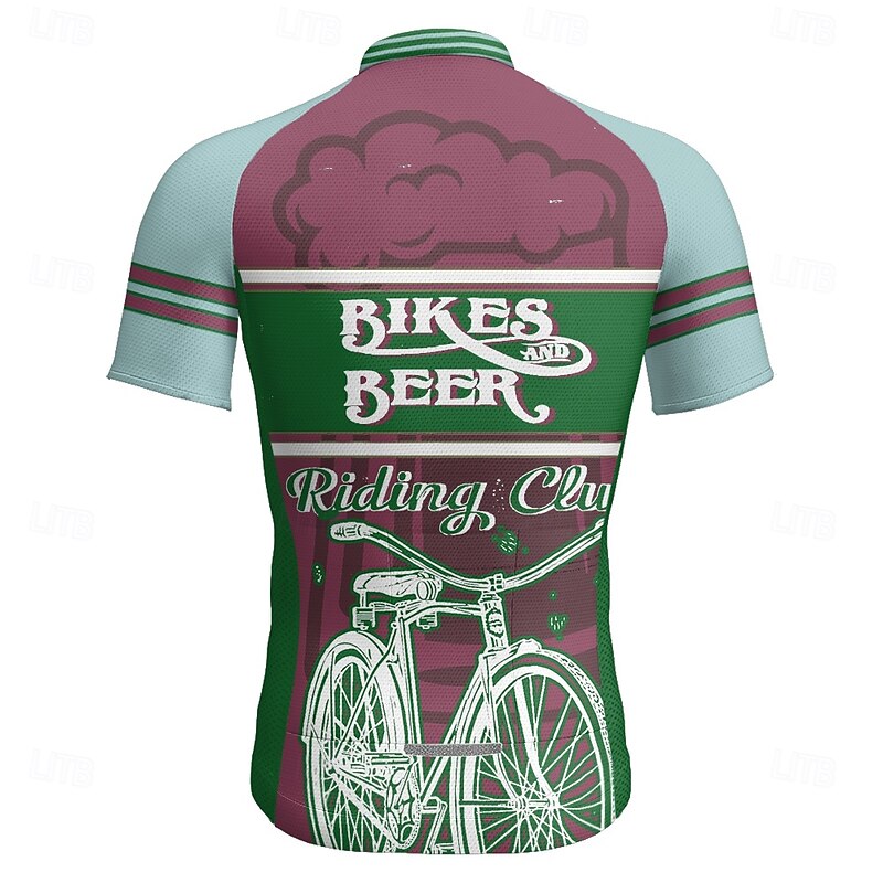 Men's Cycling Jersey Letter & Number Short Sleeve Bike Tee Tshirt Jersey with 3 Rear Pockets Mountain Bike MTB Quick Dry Anatomic Design Wicking Breathable Sports Fuchsia Clothing Apparel3