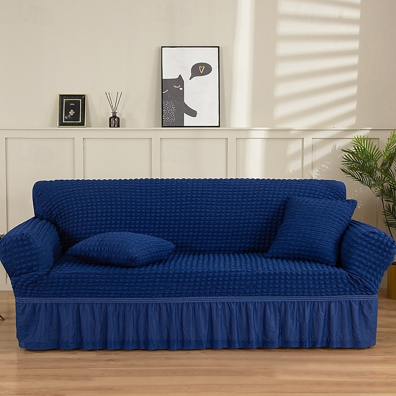 3D Bubble Lattice Elegant Stretch Sofa Cover Loveseat Cover Couch Cover Spandex Elastic Sofa Slipcover Protector with Skirt3