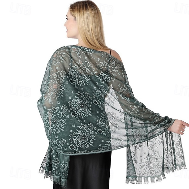 Retro Vintage Roaring 20s 1920s Scarf Wrap Shawls The Great Gatsby Flapper Girl Tassel Fringe Solid Color Fancy Dress Women's Carnival Wedding Evening Party Masquerade Adults' Shawl3