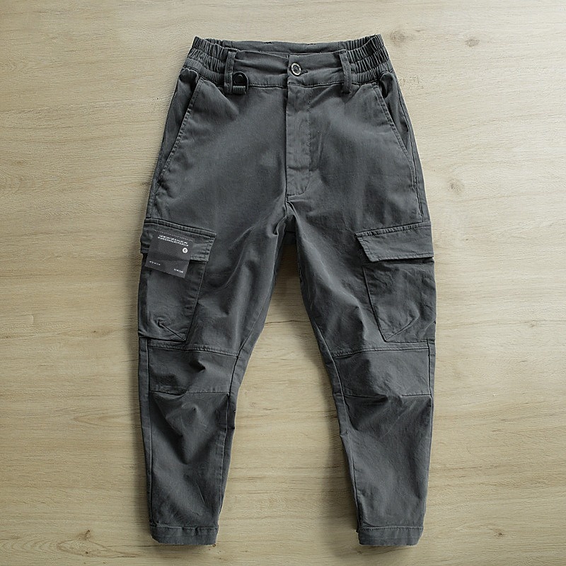 Men's Cargo Pants Cargo Trousers Buttons Elastic Waist Multi Pocket Plain Comfort Wearable Casual Daily Holiday Sports Fashion Black Khaki2