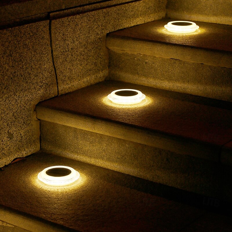 4PCS LED Solar Outdoor Lights Ground Lights Spot Landscape Lights 16LEDs Solar Disk Light Garden In-Ground Pathway Lights For Pathway Yard Walkway Patio Lawn Lighting