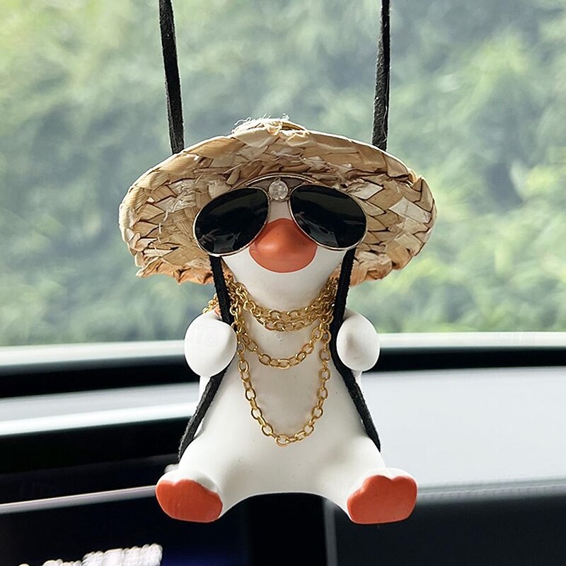 Car Pendant Cute Anime Little Duck Swing Auto Rearview Mirror Hanging Ornaments Interior Decoraction Accessories for Girls Gifts4
