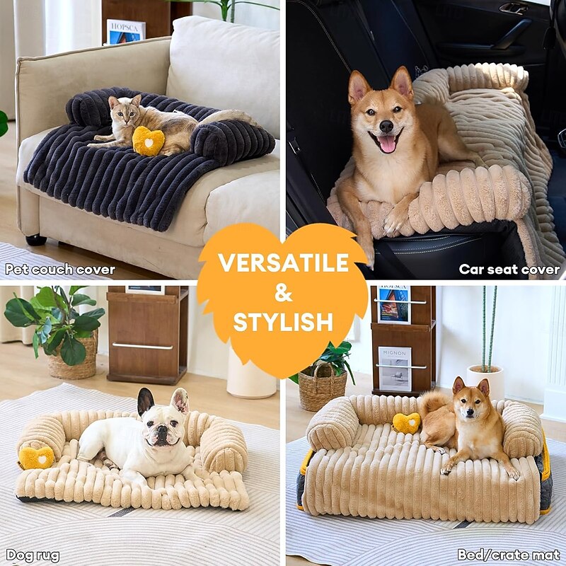 Pet Couch Cover for Sofa, Calming Dog Bed for Couch, Fluffy Plush Dog Couch Mat for Furniture Protector for Large Medium Small Dogs and Cats3