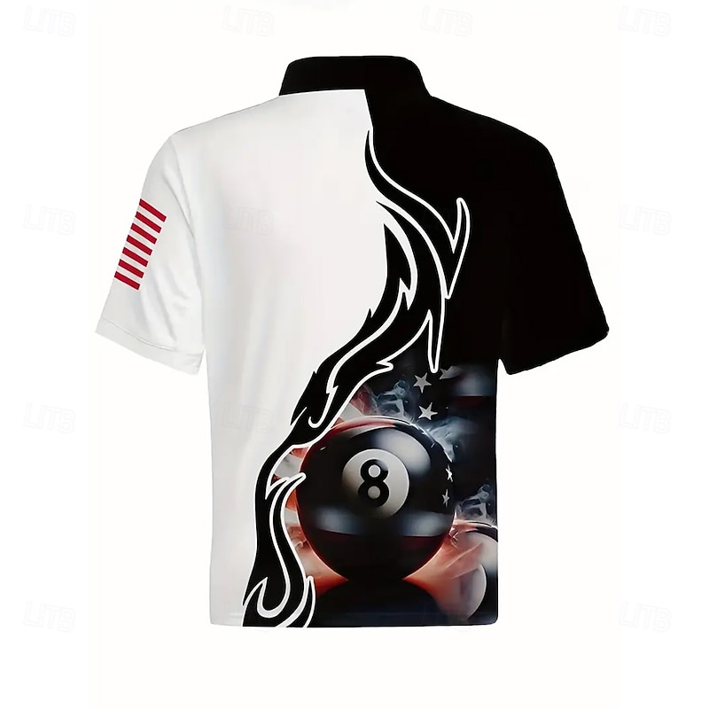 Independence Day Men's American US Flag Zip Polo Short Sleeve Turndown Casual Daily Outdoor Athleisure Casual Daily Zipper Summer Black3