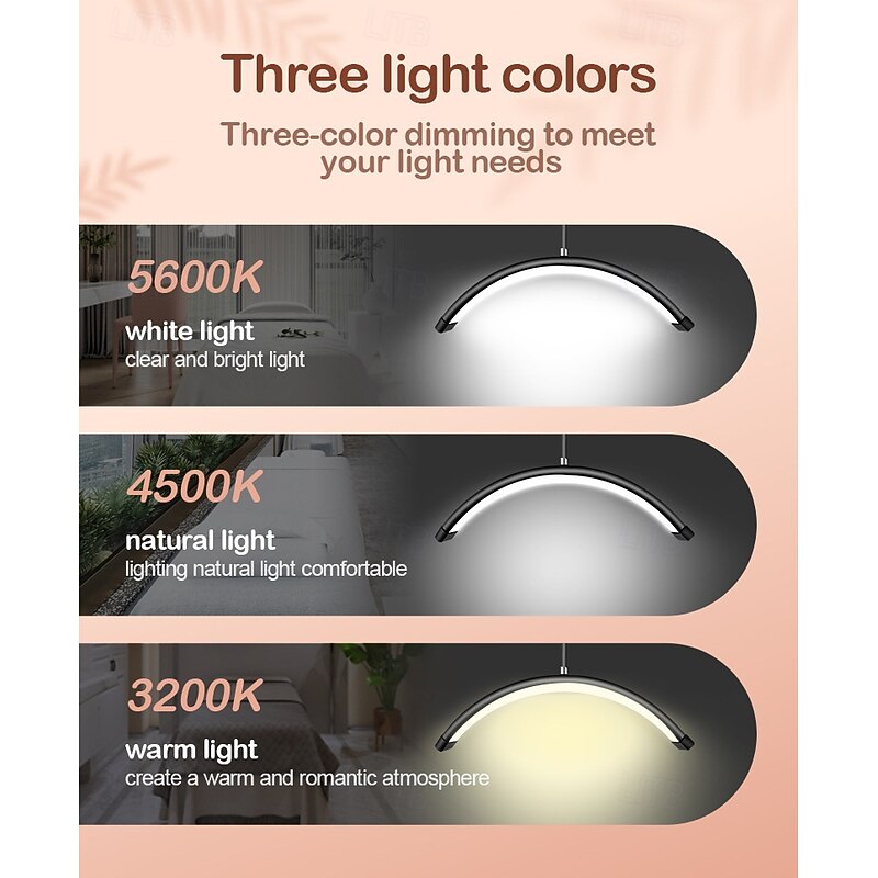 LED Floor Lamp 24Inches Half Circle Light with Phone Clip Floor Lamp 360 Degree Rotation Black2