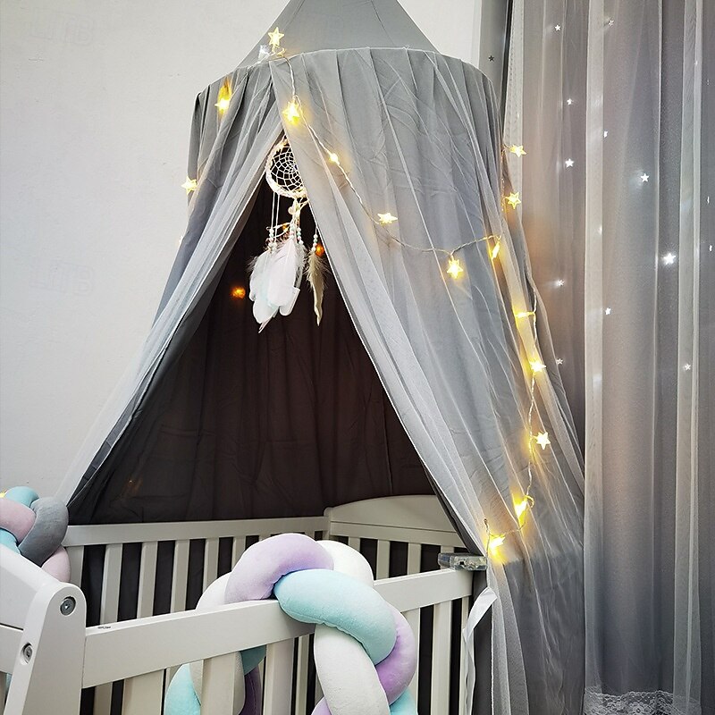 Bed Canopy for Kids Double Layer Princess Round Dome Children Dreamy Mosquito Net Bedding Girls Room Castle Play Tent Hanging House Decor Reading Nook Canopies4
