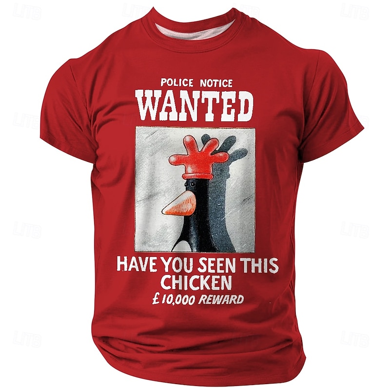 Men's Animal Funny T Shirt Short Sleeve T shirt 3D Print Crew Neck Shirt Exaggerated Designer Party Holiday Black White Red Summer Spring Clothing Apparel S M L XL XXL XXXL4