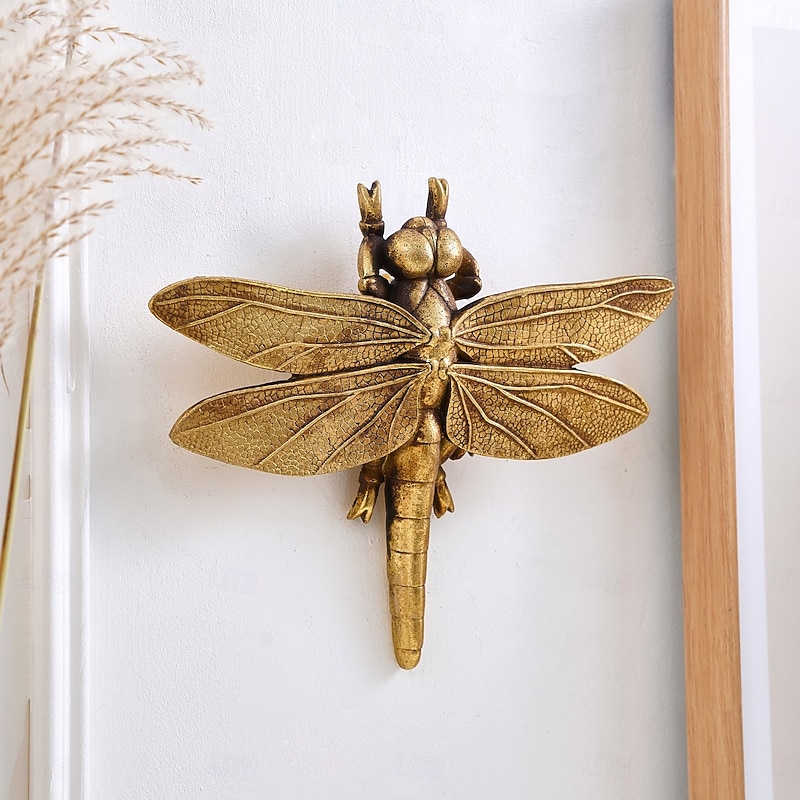 Gold Resin Dragonfly Wall Decor, Handmade Insect Art Sculpture for Home Decoration, Creative Hanging Ornament for Insect Lovers, Party, Insectarium & Gallery Display3