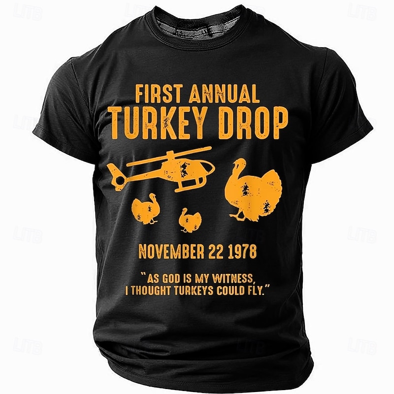 Men's Graphic T-Shirt: Funny WKRP Turkey Drop 1978 