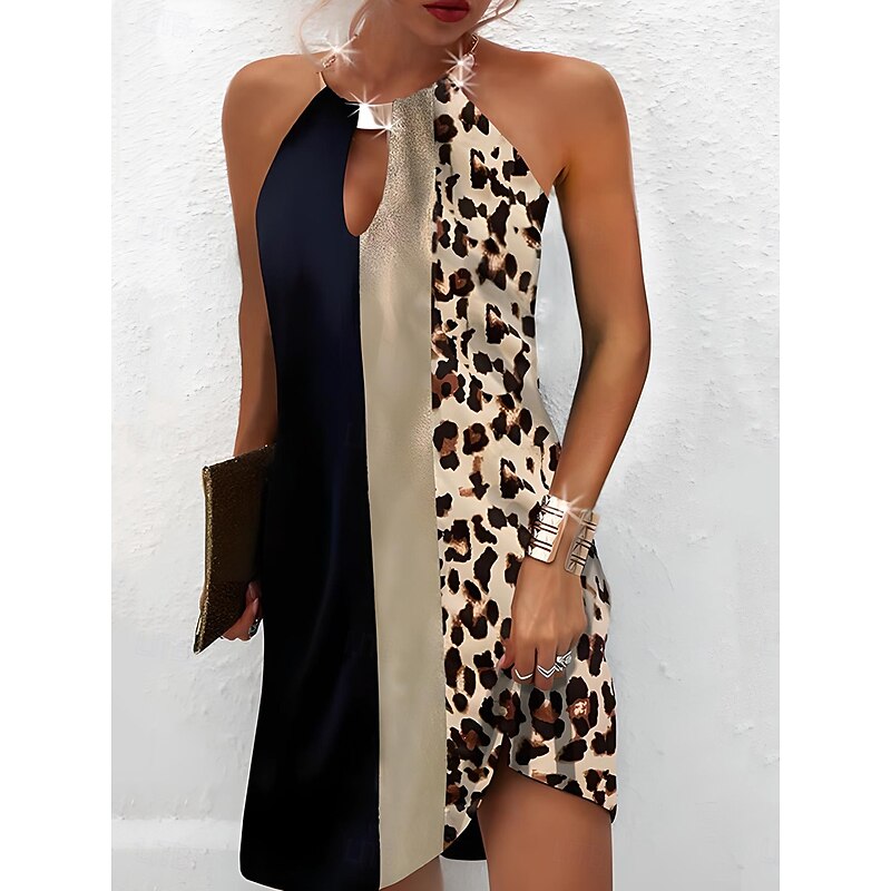 Women's Mini Dress Casual Dress Sundress Summer Dress Elegant Bohemia Vacation Vacation Casual Daily Regular Fit Geometric Color Block Sleeveless Asymmetrical Black White Blue Summer3