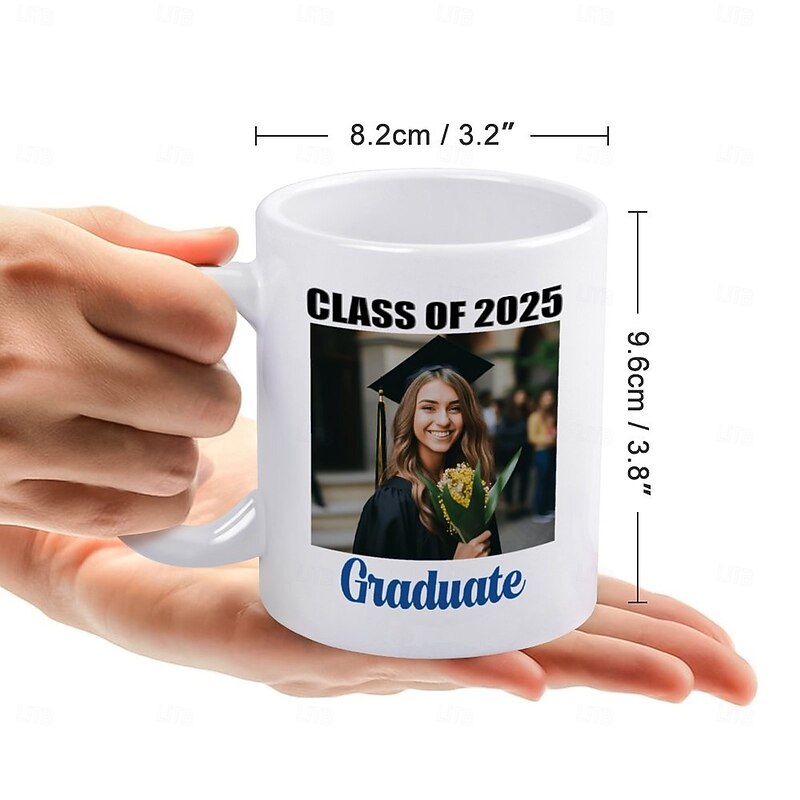 Personalized Graduation Gift Mug,Class of 2025 Custom Photo Coffee Cup, Graduate Gift for Him or Her, Congrats Graduation Party Favor, 11oz Ceramic Keepsake Cup3