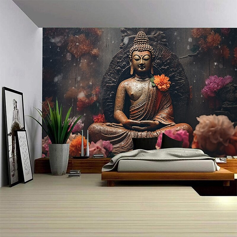 Mandala Buddha Hanging Tapestry Wall Art Large Tapestry Mural Decor Photograph Backdrop Blanket Curtain Home Bedroom Living Room Decoration2
