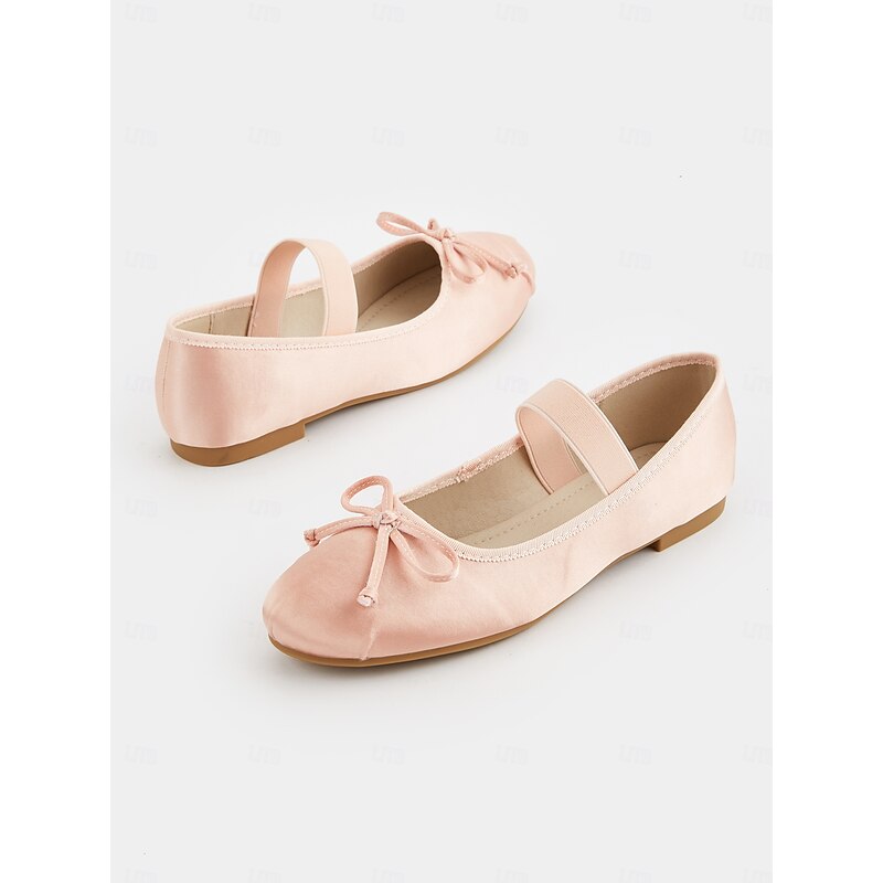 Women's Pink Mary Jane Ballet Flats – Soft Round Toe Slip-Ons with Bow Detail for Girls and Casual Daily Dates4