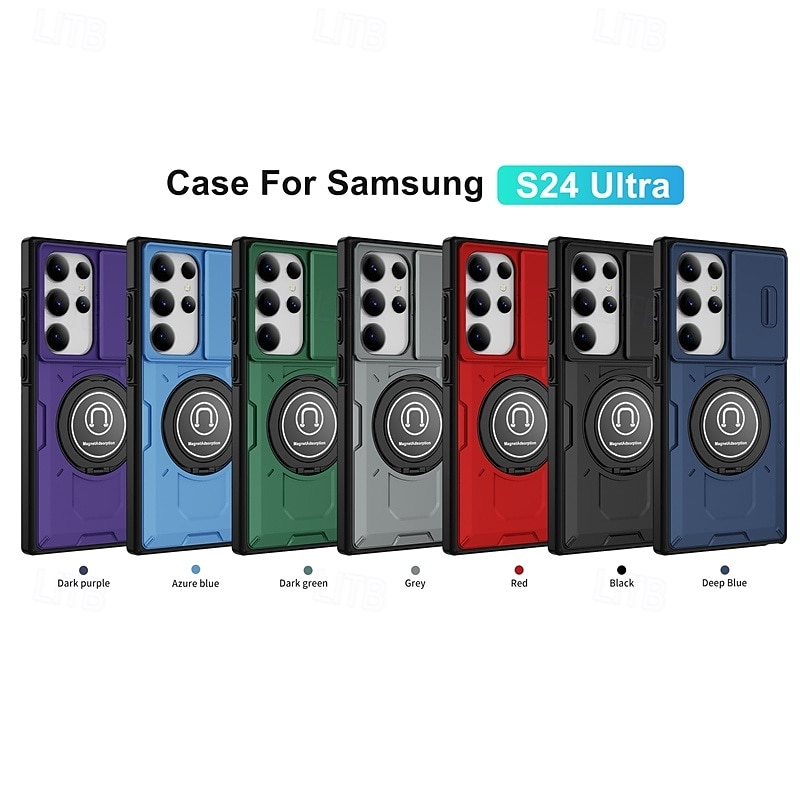Phone Case For Samsung Galaxy S25 S24 S23 Ultra Plus S22 Plus  Ultra Back Cover with Stand Holder Shockproof Retro TPU PC