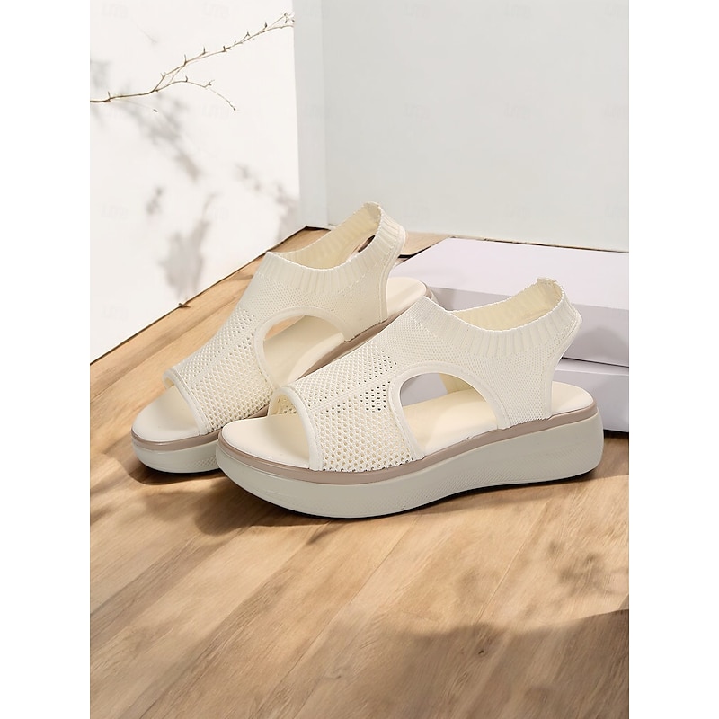 Women's Breathable Knit Slip-On Platform Sandals – Casual Open-Toe Comfort Footwear for Summer walking, Casual Outings and Travel3