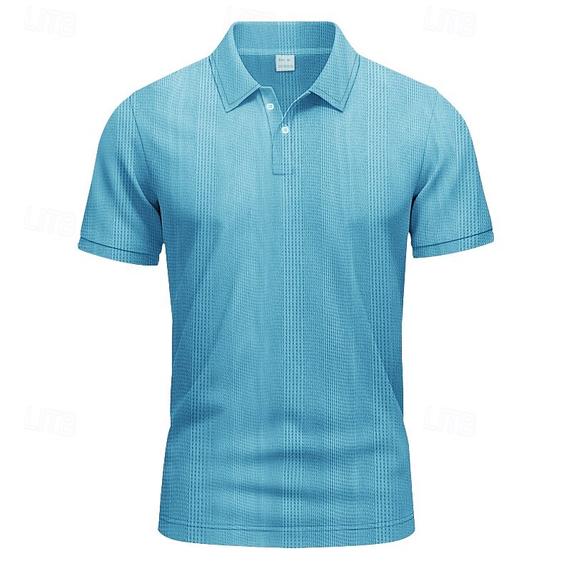 Men's Golf Shirt Golf Polos Shirts Work Casual Lapel Short Sleeve Basic Modern Plain Patchwork Buttons Summer Regular Fit claret Black White Light Grey Khaki Light Blue Golf Shirt4