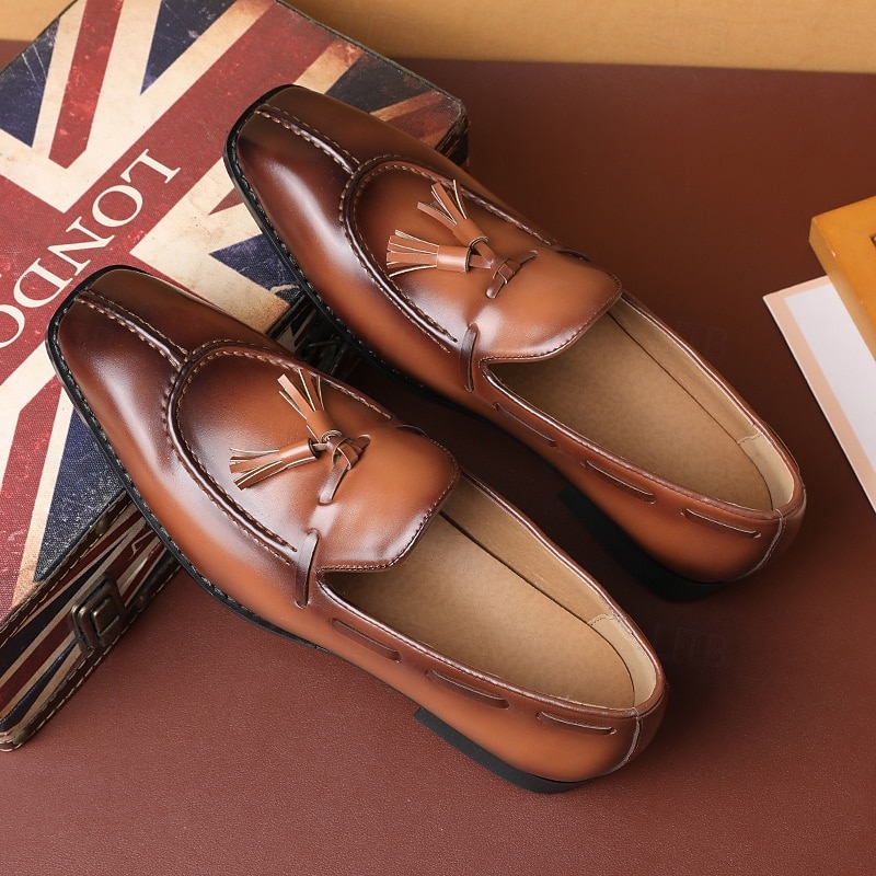 Men's Brown Kentucky Derby Shoes with Tassel Detail - Polished Leather Oxfords for Racing Events and Formal Occasions3