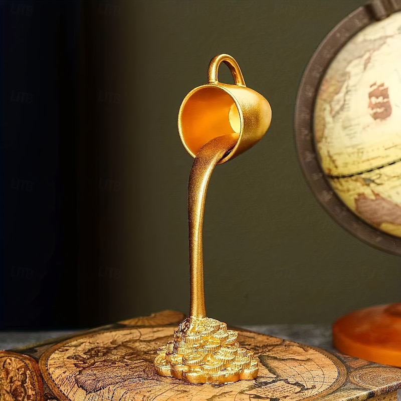 Floating Coffee Cup Resin Decor, Creative Spill Coffee Mug Sculpture, Unique Tabletop Ornament for Home, Kitchen, Office, and Café Decoration 2025 - $