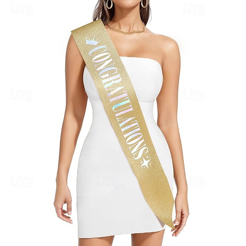 Graduation Party Sash, Congratulations Glittered Pink Sash, Single Party Supplies, Celebration Ceremony Honor Stole4