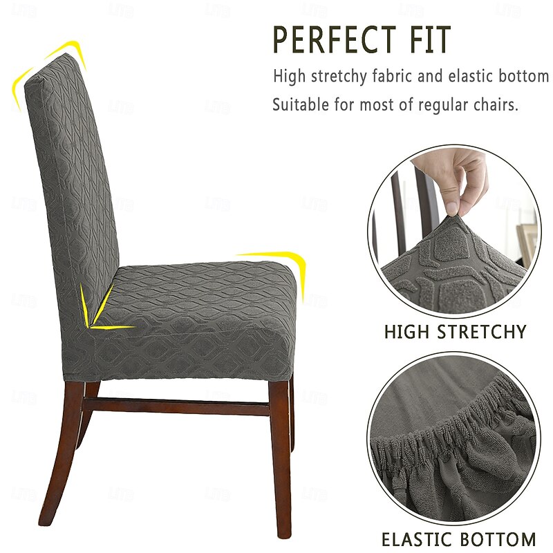 Jacquard High Stretchy Chair Covers for Dining Room,Dining Chair Slipcover Covers,Removable Washable Kitchen Chair Seat Protector Covers3